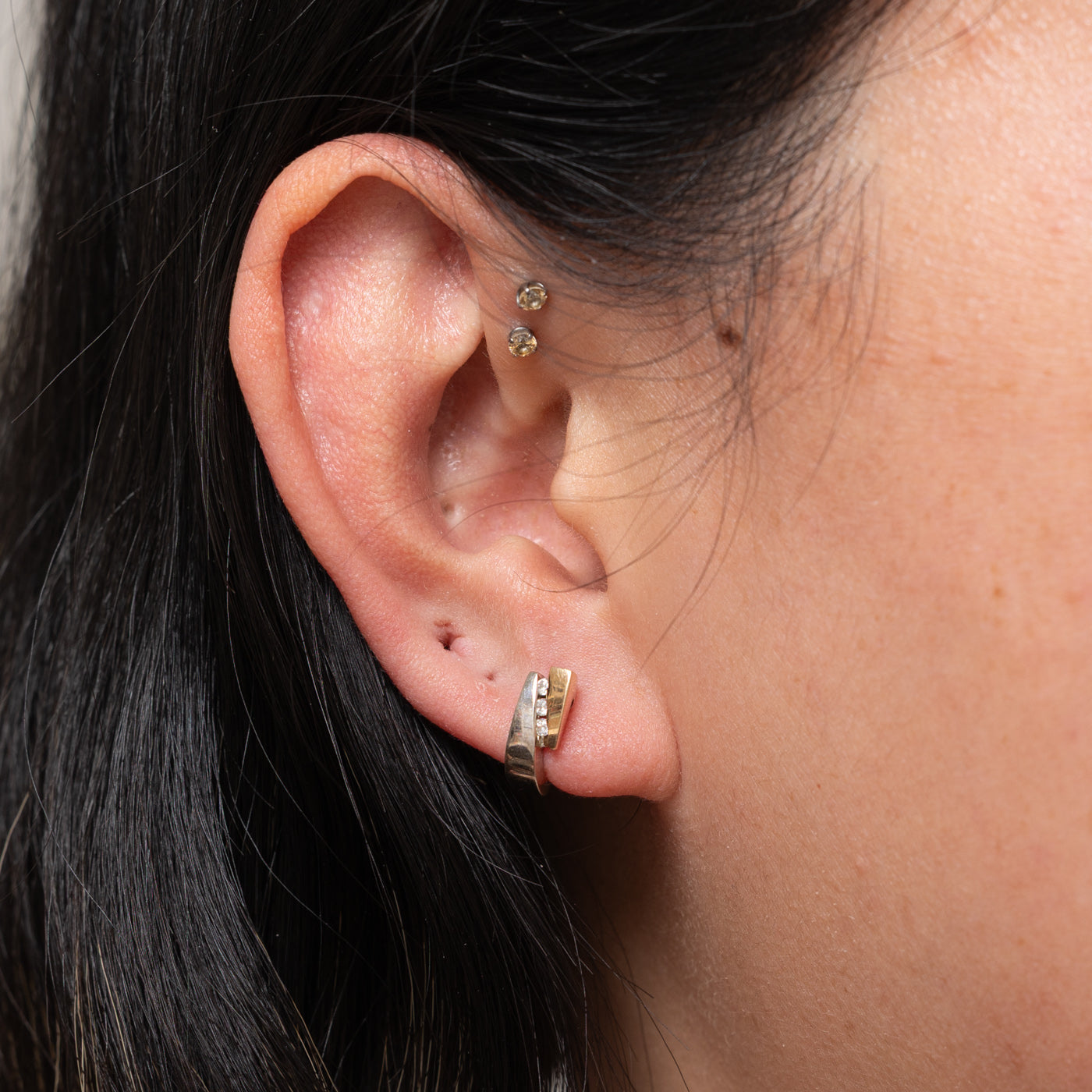 10k Channel Set Diamond Geometric Earrings | 0.08ctw