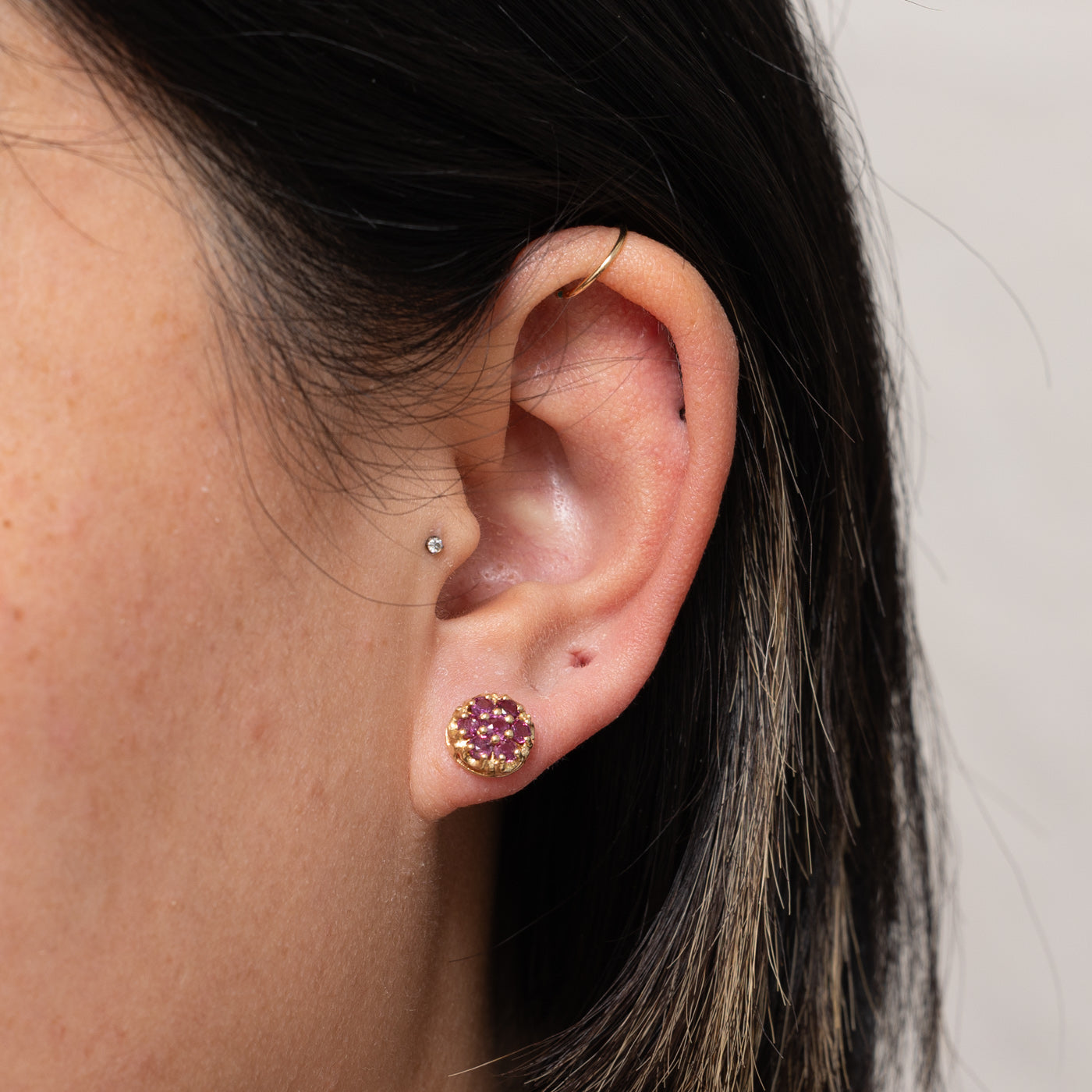 14k Ruby Daisy Cluster Studs | 0.60ctw