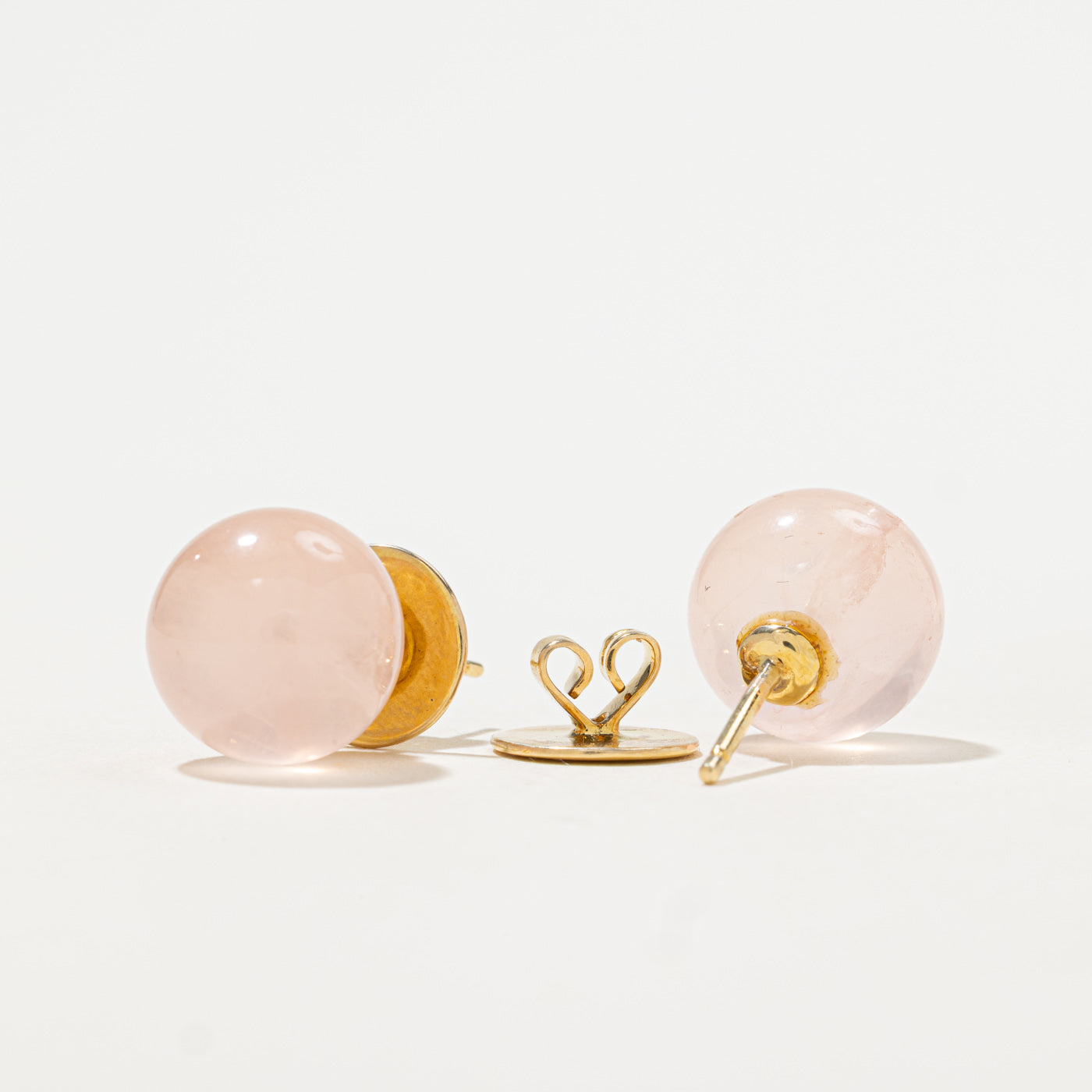 Rose Quartz Orbs Studs | 18.00ctw