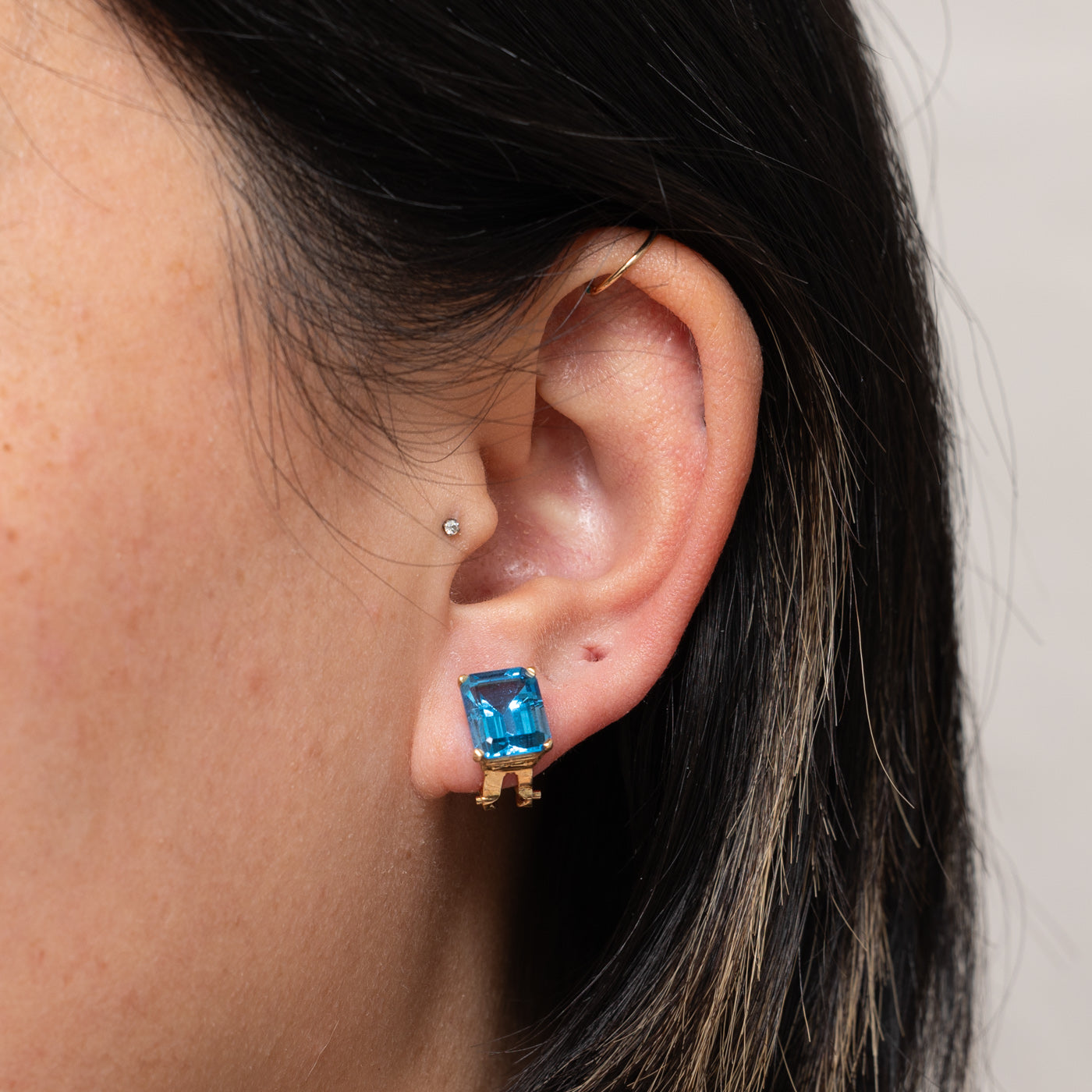14k Emerald-Cut Blue Topaz Earrings | 8.00ctw
