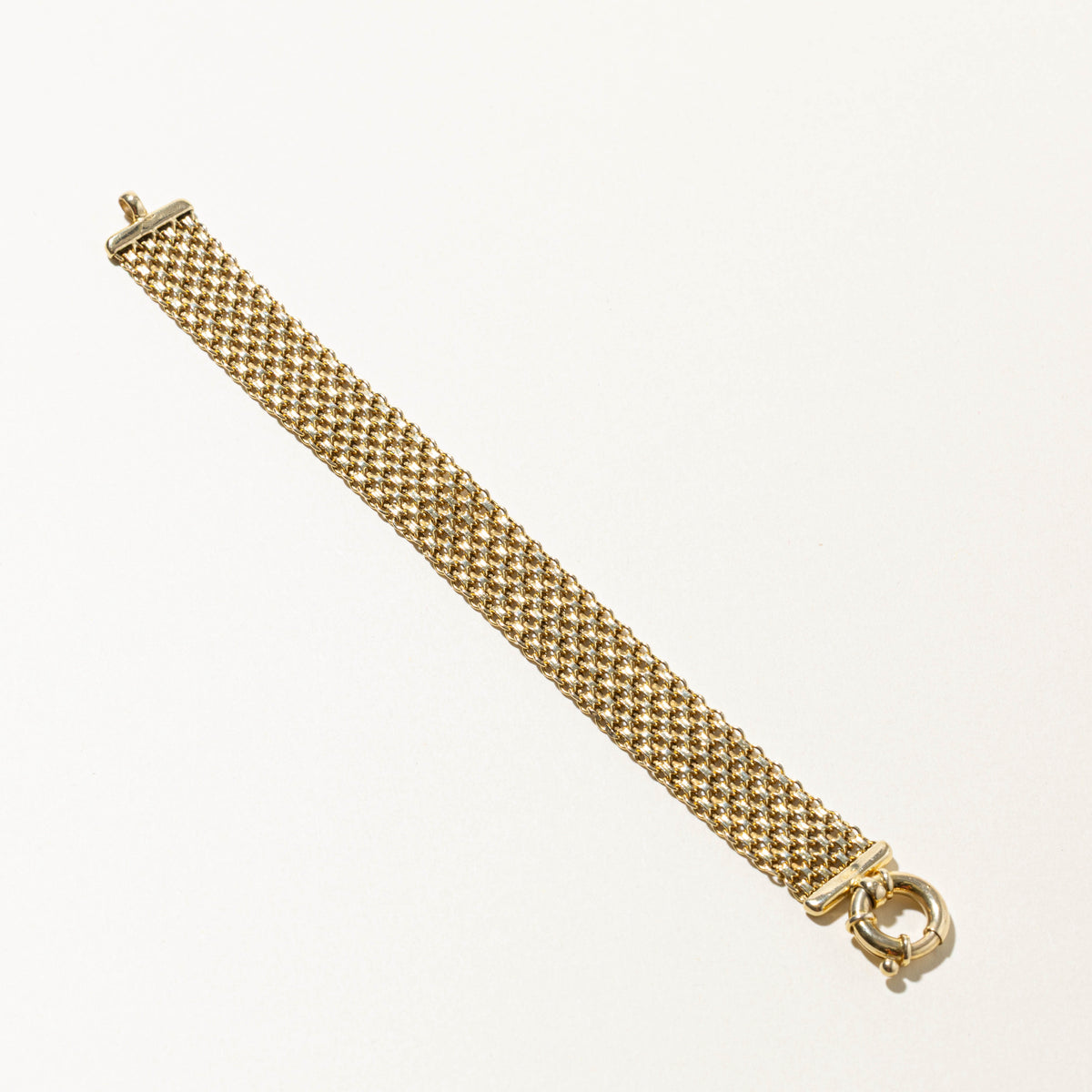 10k Yellow Gold Chainmail Mesh Bracelet | 15mm | 7.5"