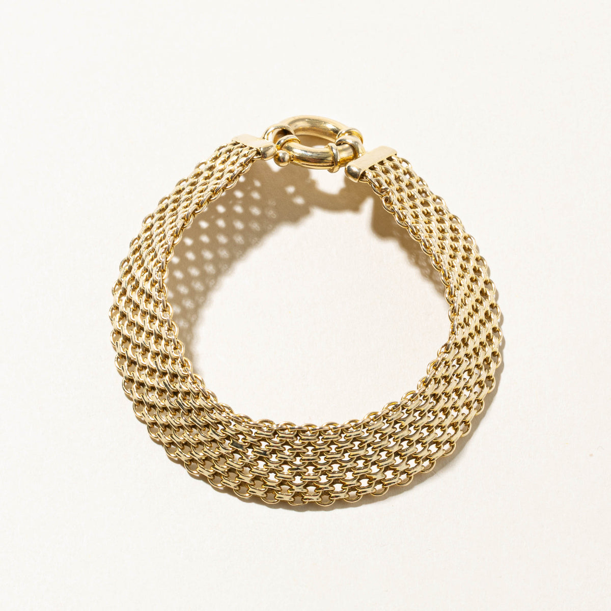 10k Yellow Gold Chainmail Mesh Bracelet | 15mm | 7.5"