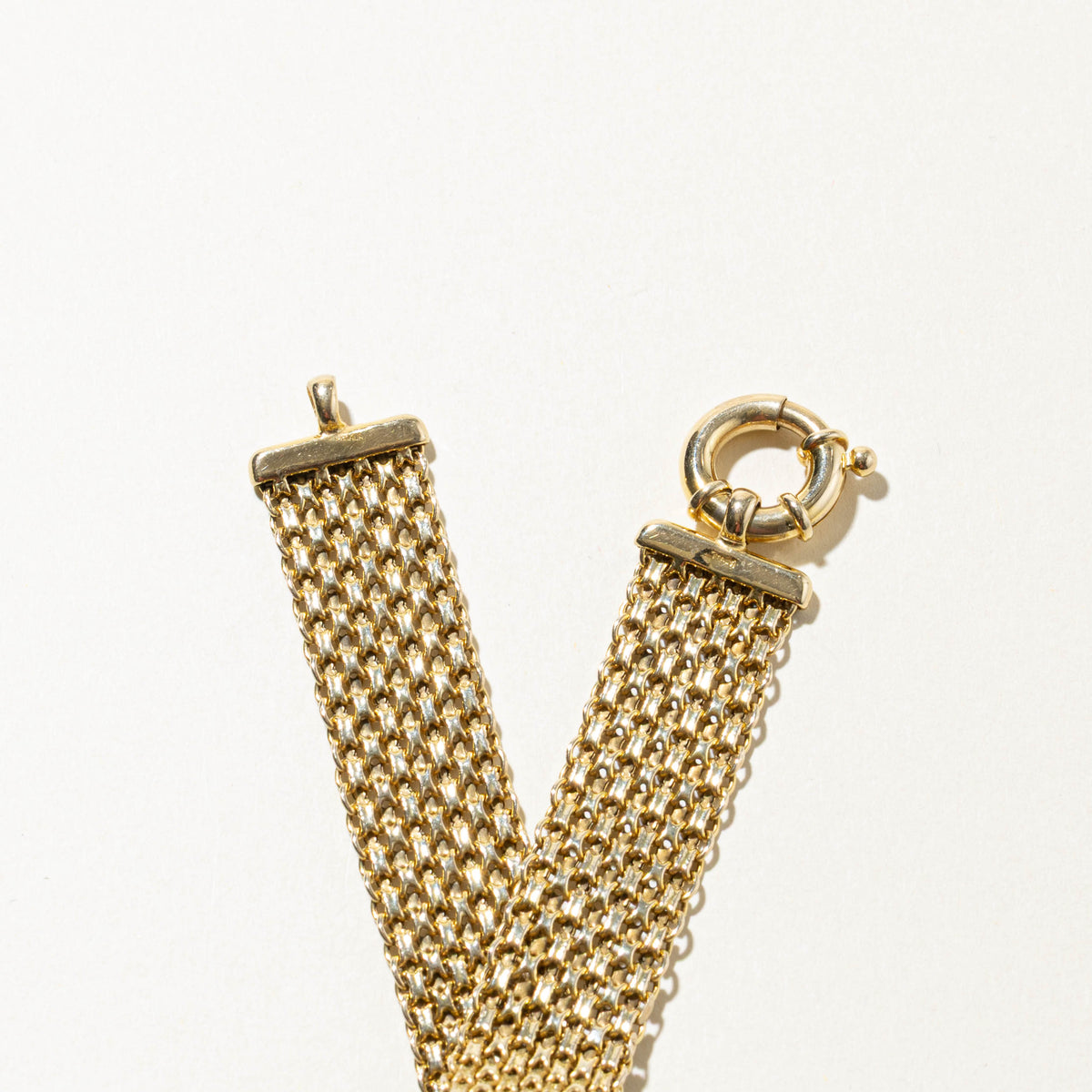 10k Yellow Gold Chainmail Mesh Bracelet | 15mm | 7.5"