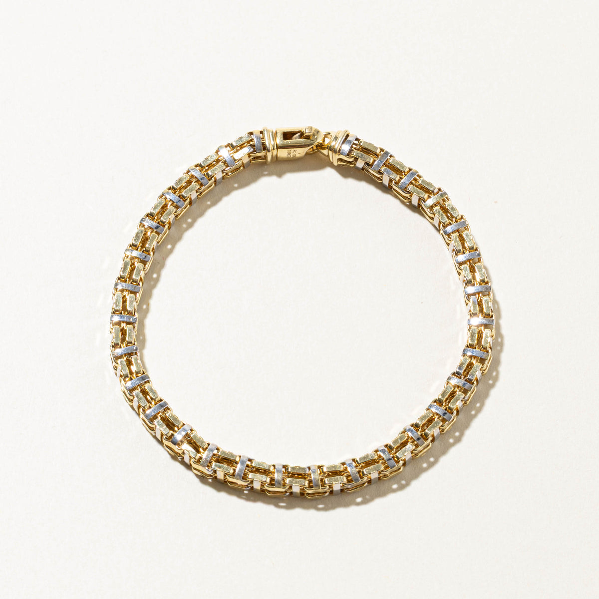 10k Yellow & White Gold Woven Chain Bracelet | 5mm | 8.5"