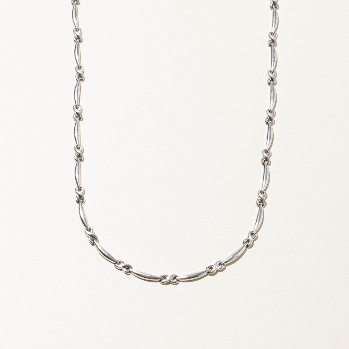 10k White Gold Infinity & Bar Link Chain | 4.25mm | 16"