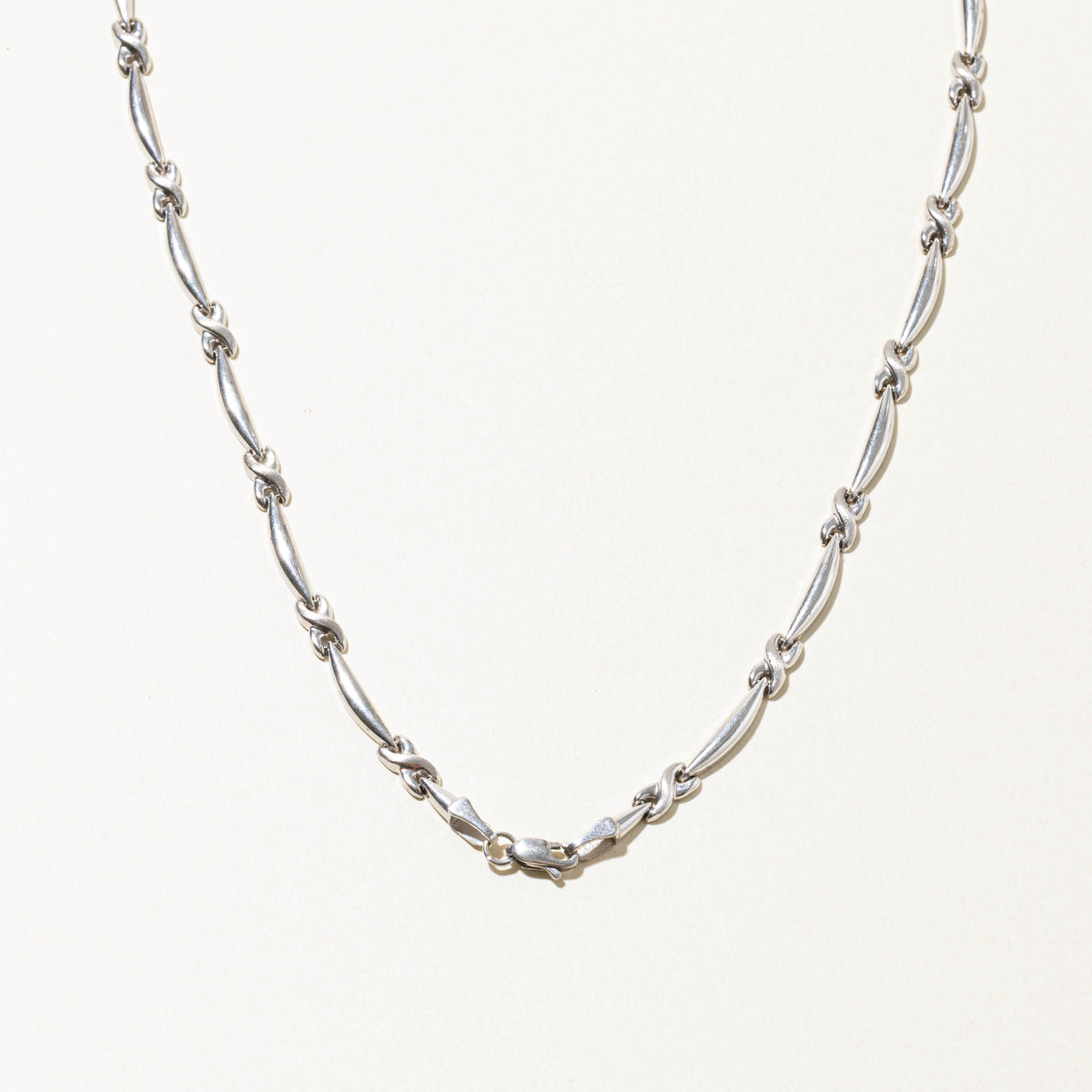 10k White Gold Infinity & Bar Link Chain | 4.25mm | 16"