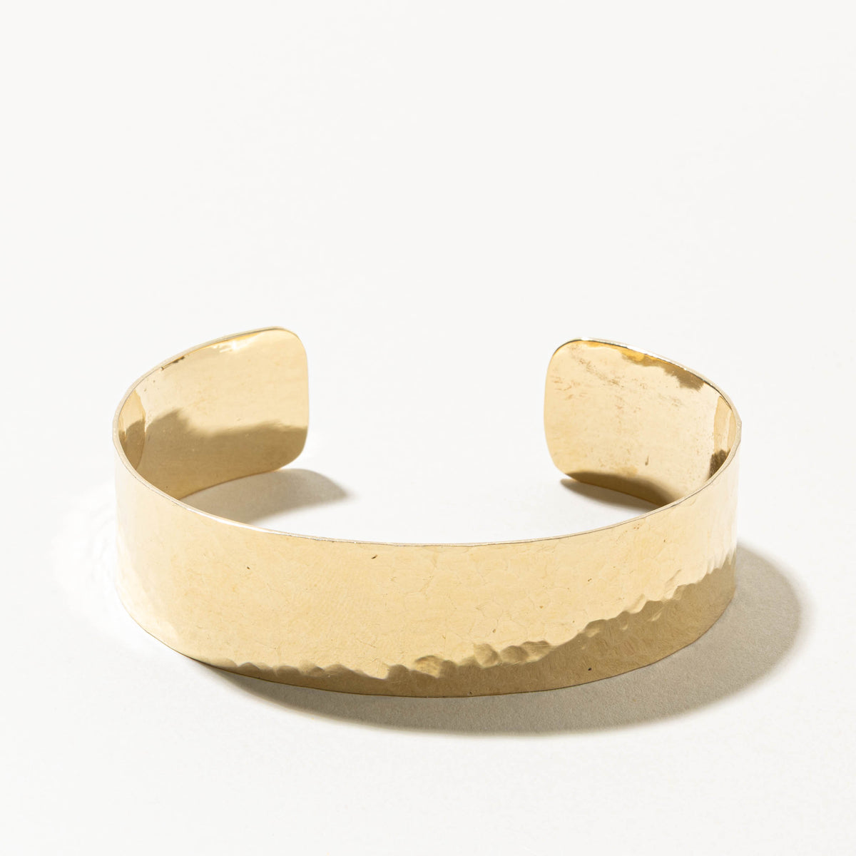 14k Yellow Gold Hammered Cuff Bracelet | 5.5"
