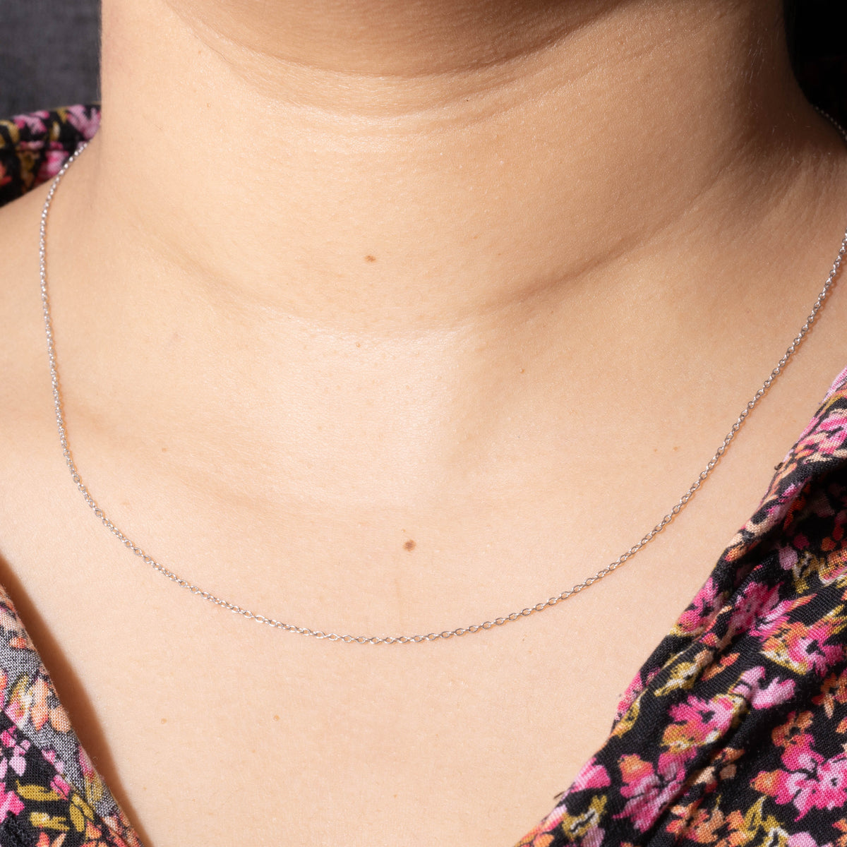 Sterling Silver Cable Link Chain | 0.8mm | 18.5"