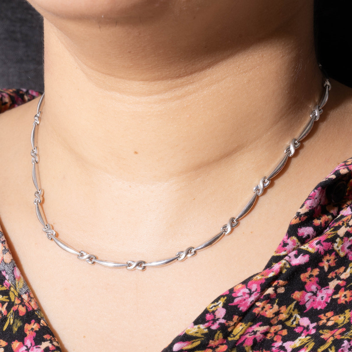 10k White Gold Infinity & Bar Link Chain | 4.25mm | 16"