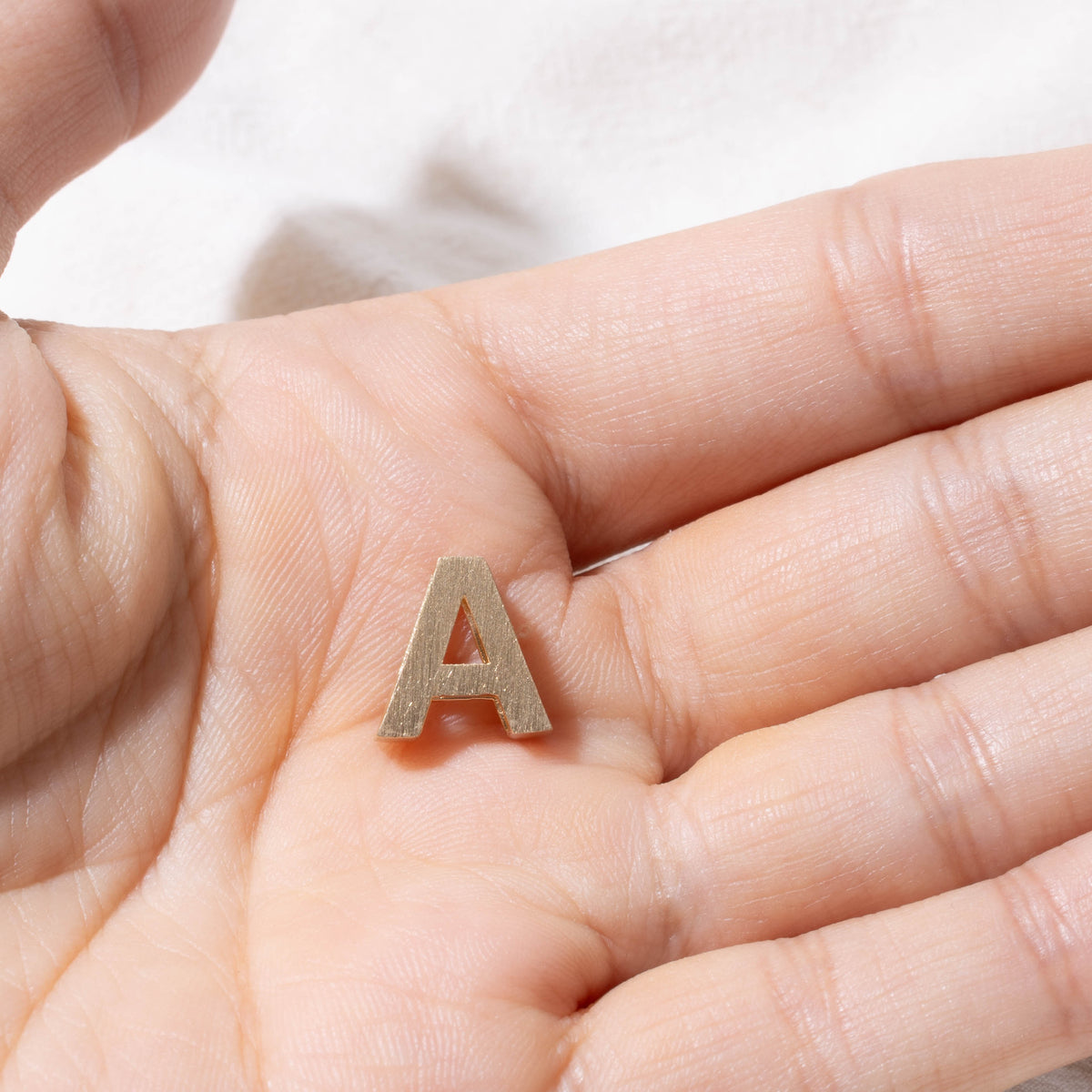 18k Yellow Gold Matte "A" Initial Pendant