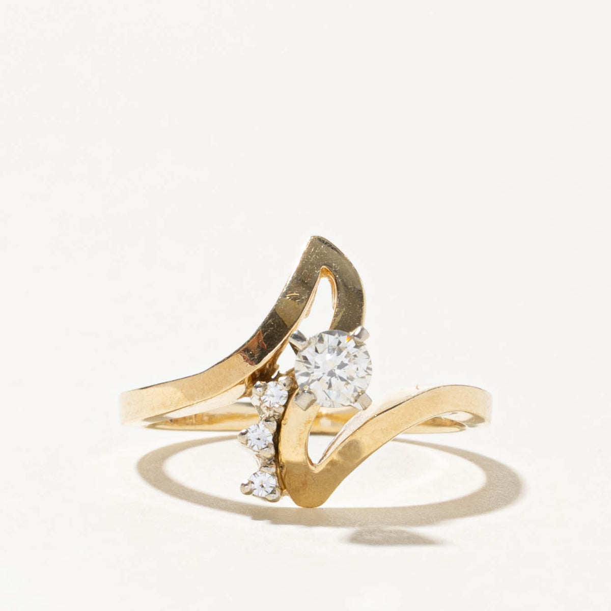 14k Diamond Accented Abstract Bypass Ring | 0.24ctw | SZ 7