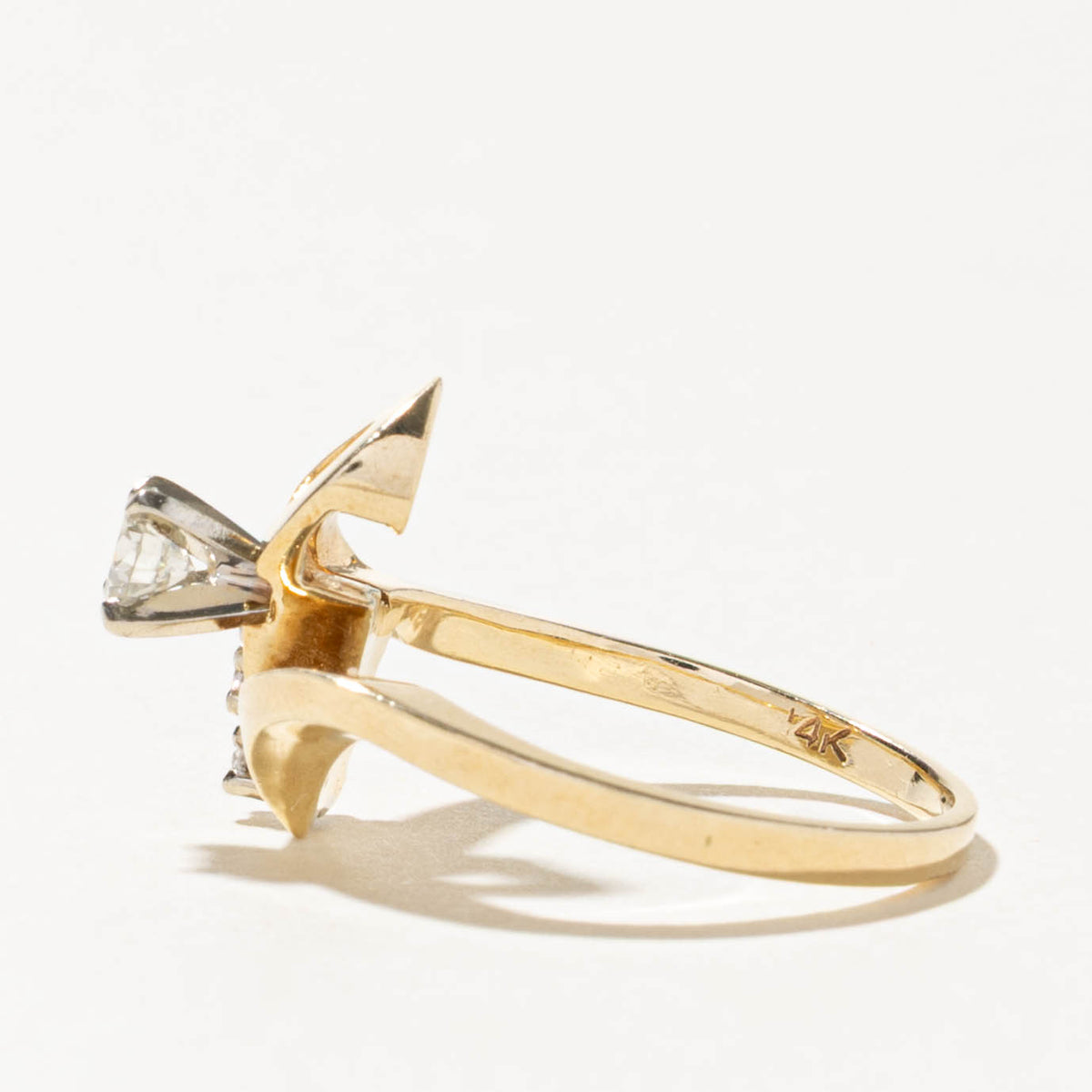 14k Diamond Accented Abstract Bypass Ring | 0.24ctw | SZ 7