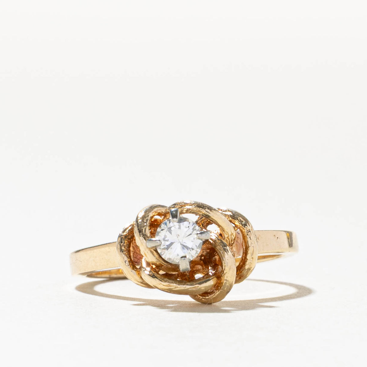 Solitaire Diamond Knot Ring | 0.20ct SI1 J | SZ 5.25