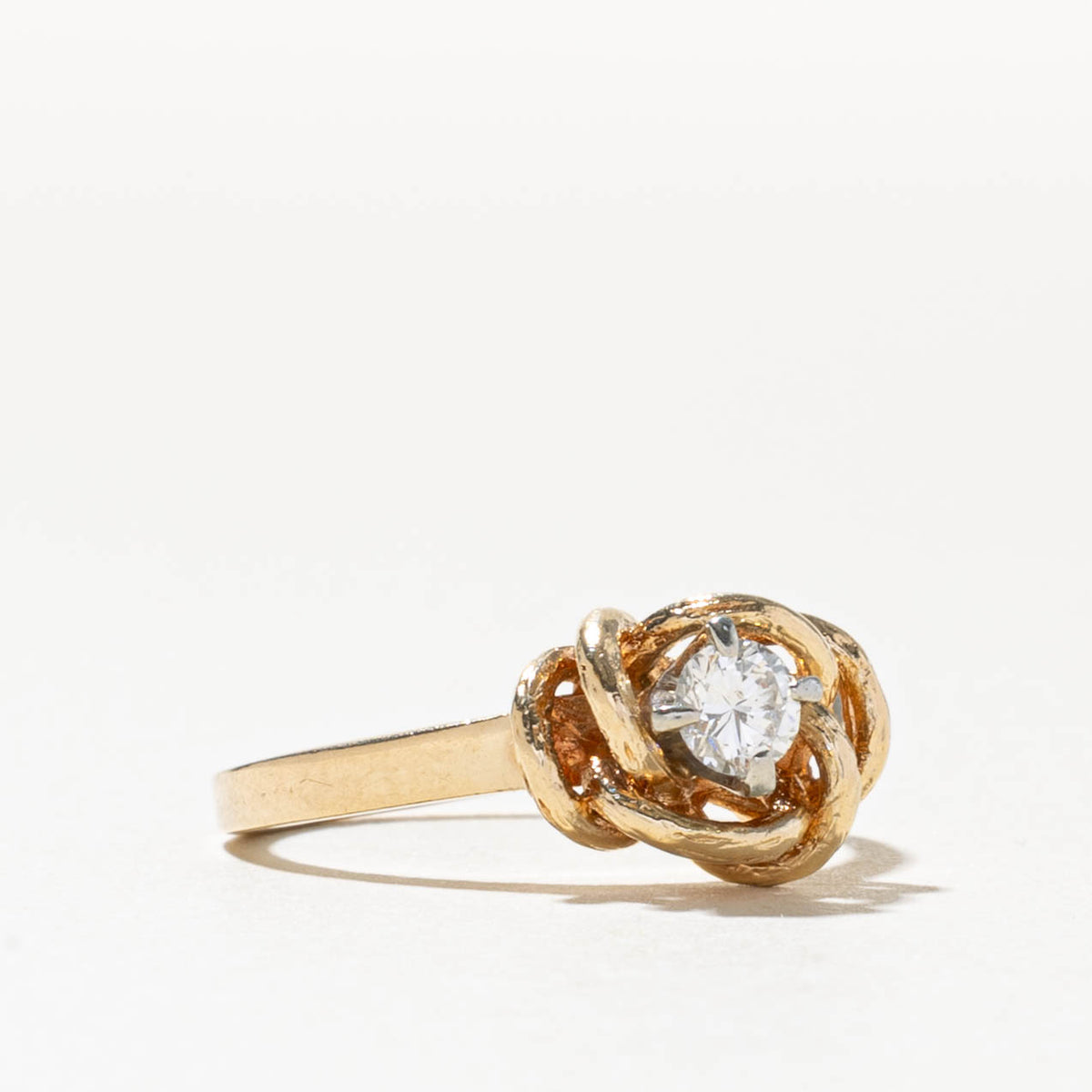Solitaire Diamond Knot Ring | 0.20ct SI1 J | SZ 5.25