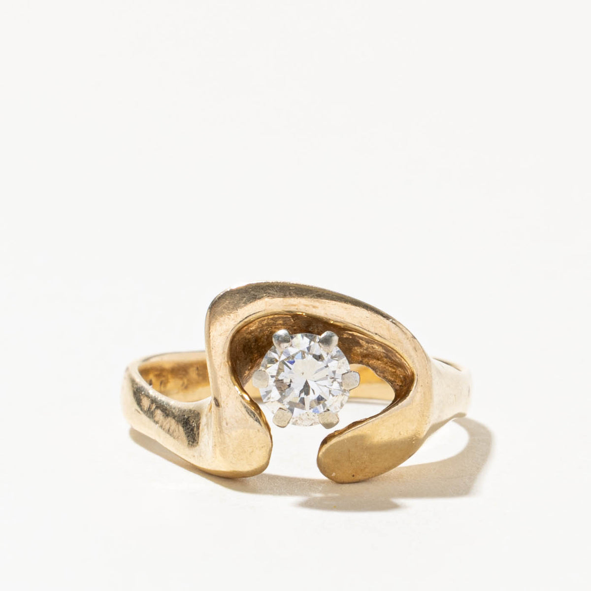 14k Solitaire Diamond Abstract Bypass Ring | 0.50ct SI1 L | SZ 8.25