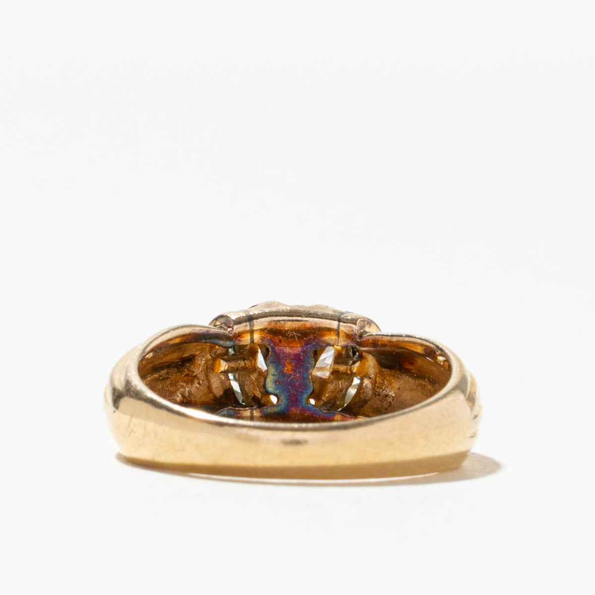 18k Diamond Channel Set Accented Grooved Ring | 0.52ctw | SZ 5