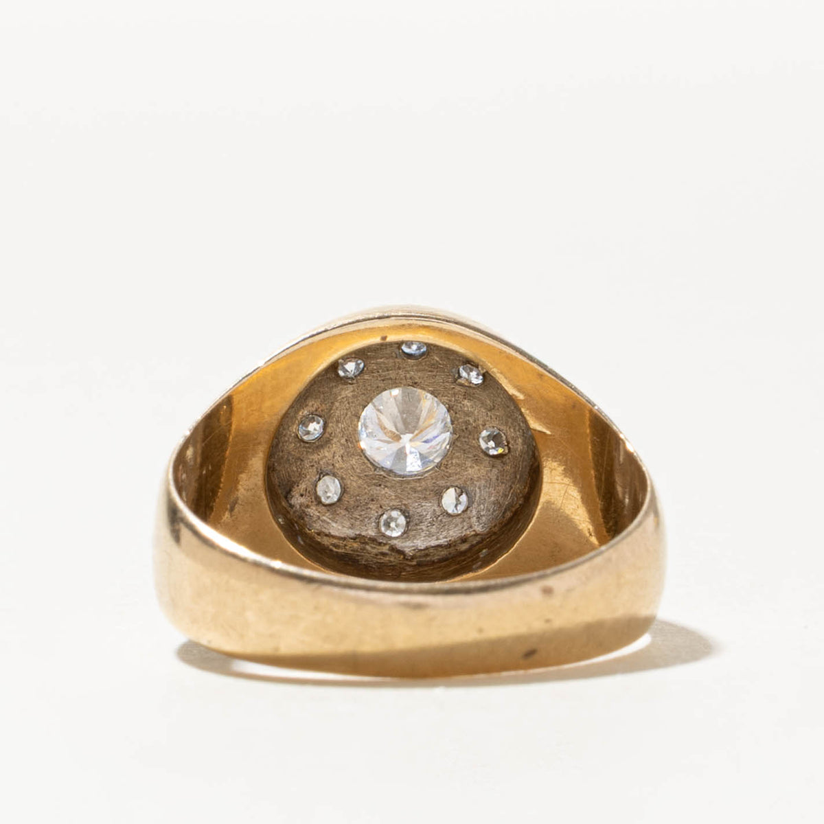 14k Illusion Set Diamond Cluster Signet Ring | 0.30ct SI1 I, 0.08ctw | SZ 9