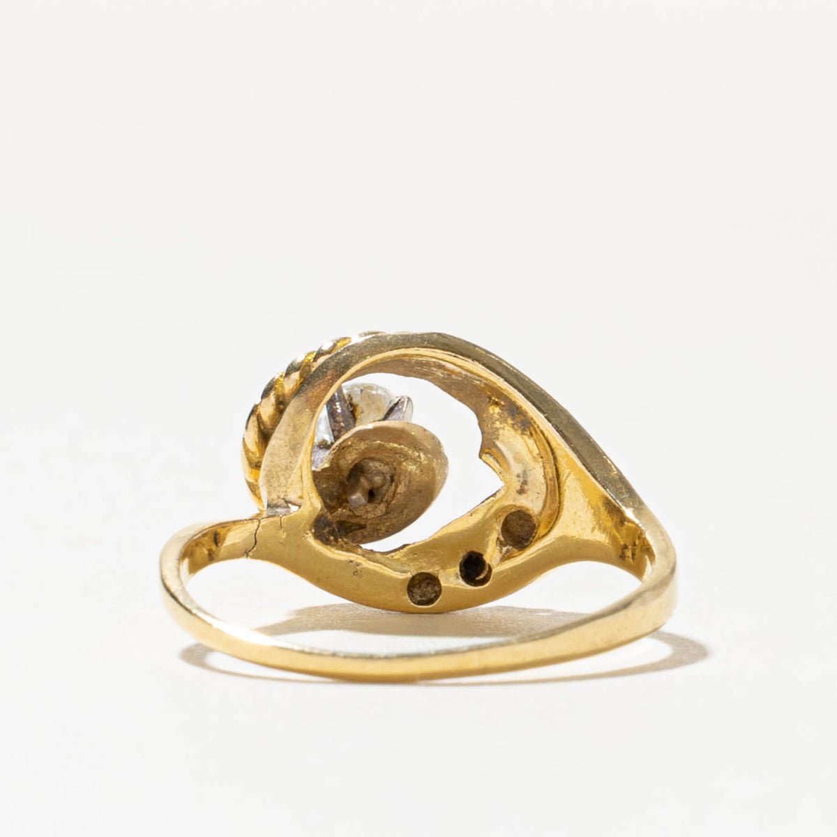 18k Diamond Rope Textured Teardrop Ring | 0.23ctw | SZ 7.25