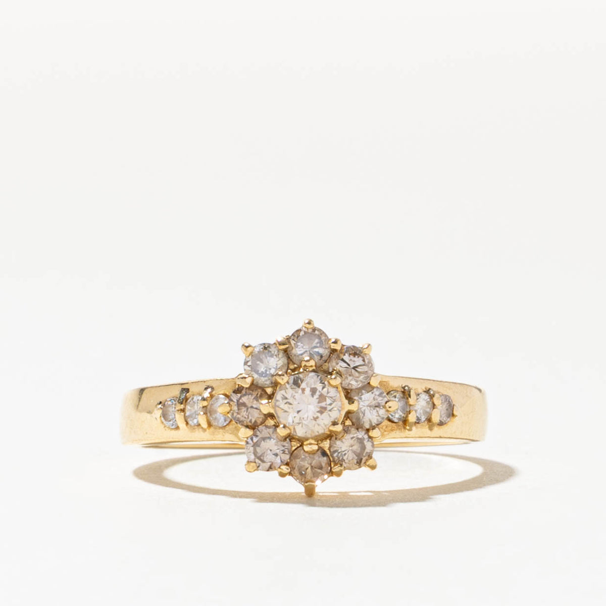 18k Old European Cut Diamond Petal Halo Ring | 0.30ctw | SZ 6