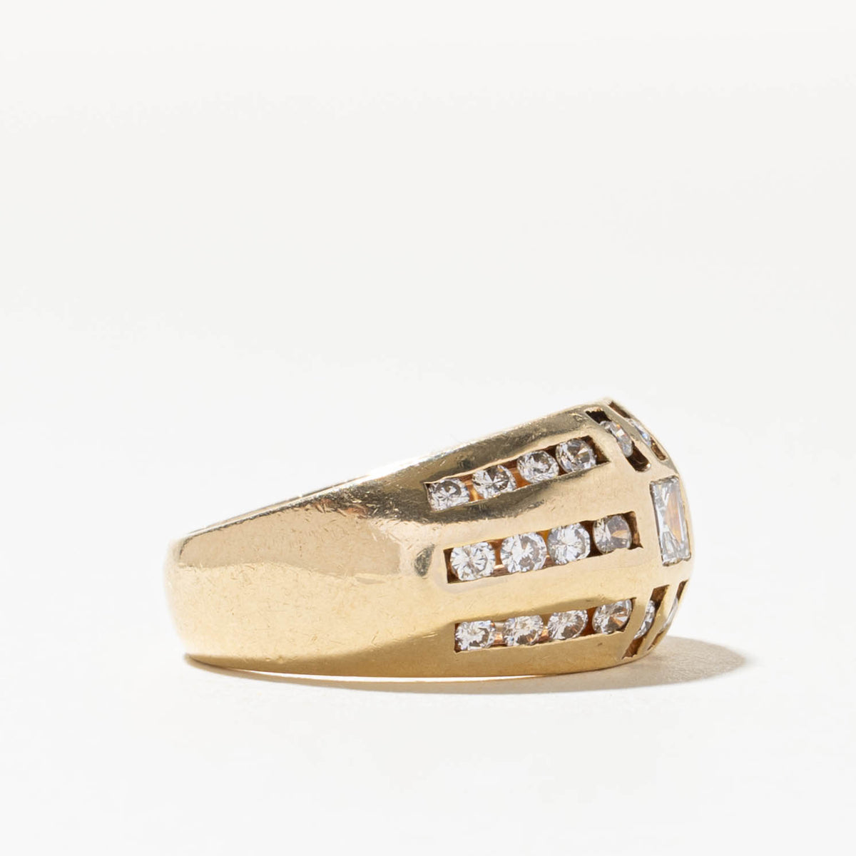 14k Channel Set Diamond Openwork Geometric Dome Ring | 0.32ct VS2 H, 0.43ctw | SZ 6.5