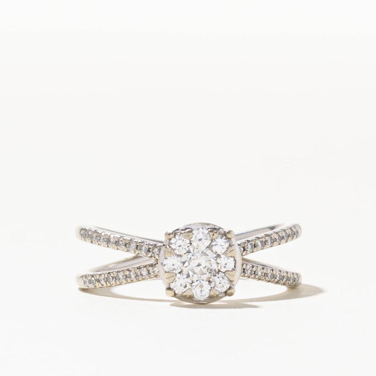 10k Illusion Set Diamond Accented Crossover Ring | 0.65ctw | SZ 7.5