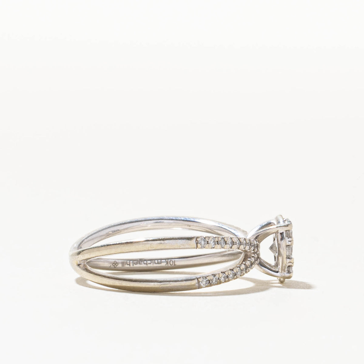 10k Illusion Set Diamond Accented Crossover Ring | 0.65ctw | SZ 7.5