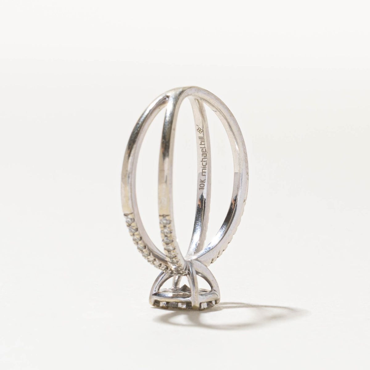 10k Illusion Set Diamond Accented Crossover Ring | 0.65ctw | SZ 7.5
