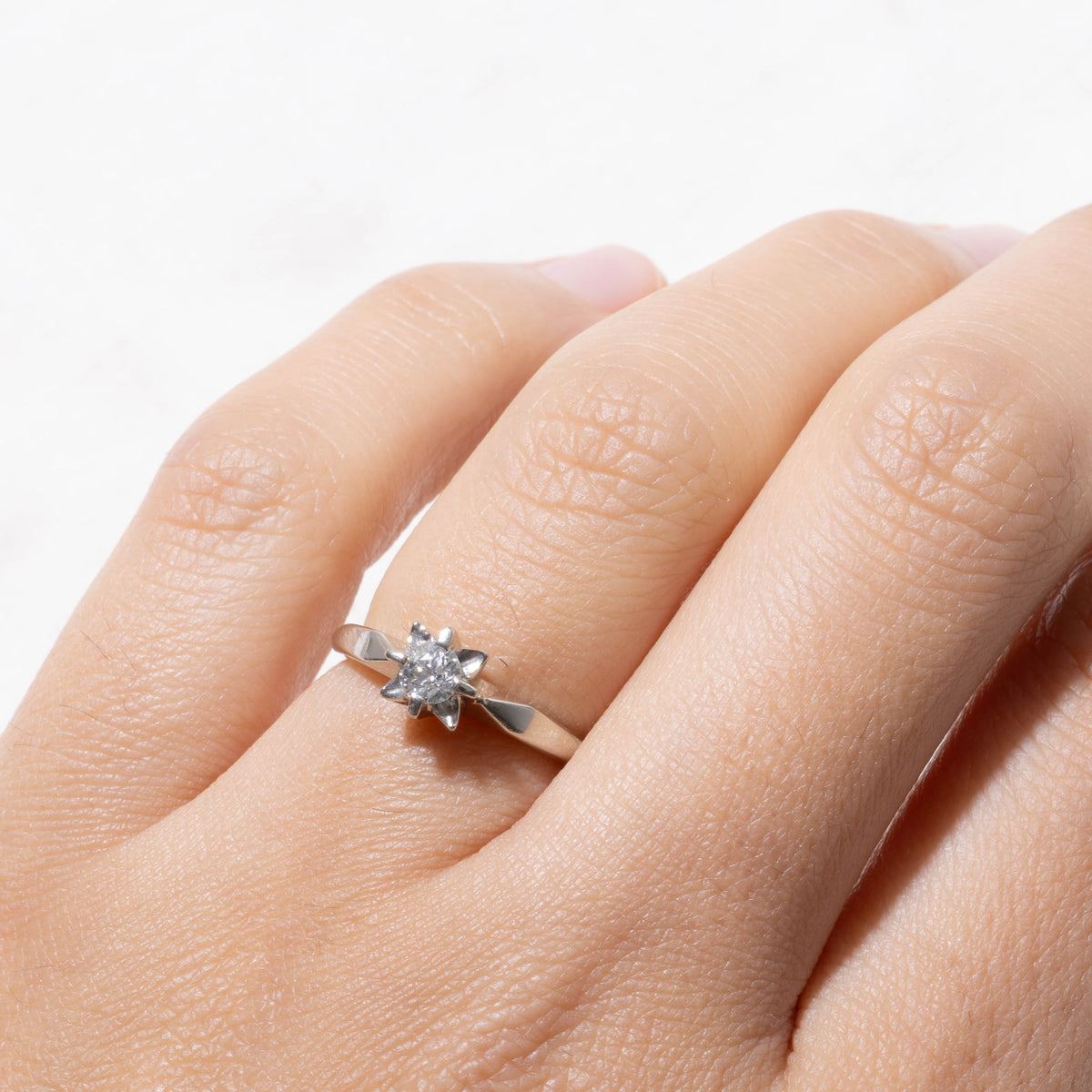 14k Solitaire Old European Cut Diamond Ring | 0.18ct SI1 H | SZ 4.25
