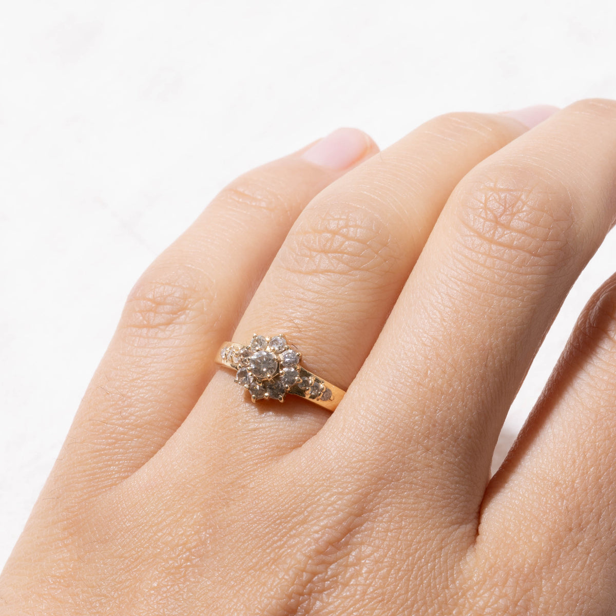 18k Old European Cut Diamond Petal Halo Ring | 0.30ctw | SZ 6