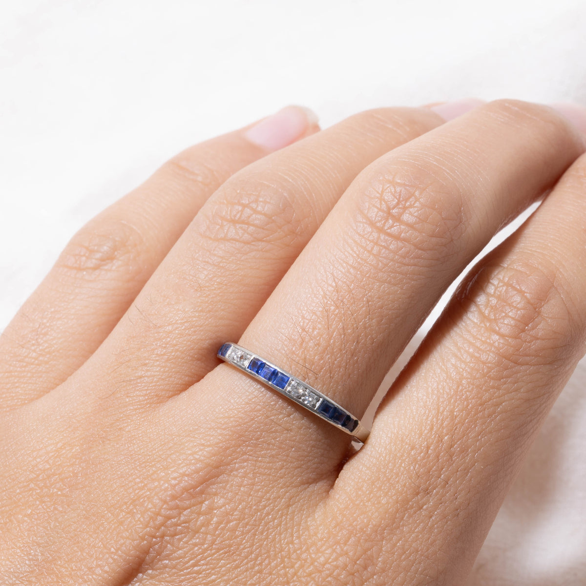 900 Platinum Semi Eternity Sapphire & Diamond Band | 2.70mm | SZ 10.5