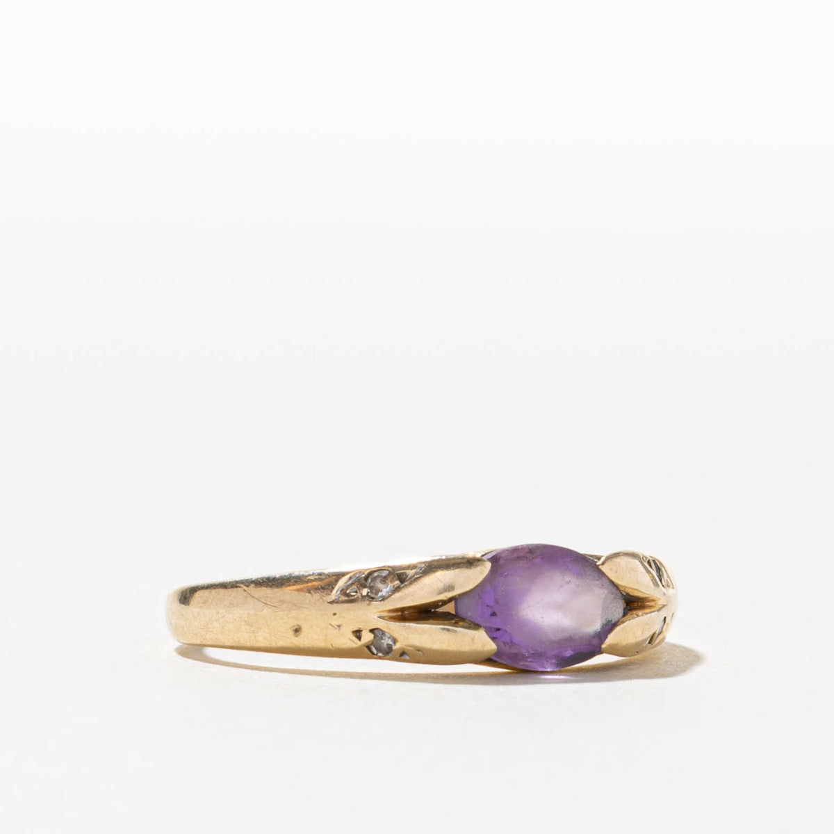 10k East West Amethyst & Diamond Accented Ring | SZ 5.75