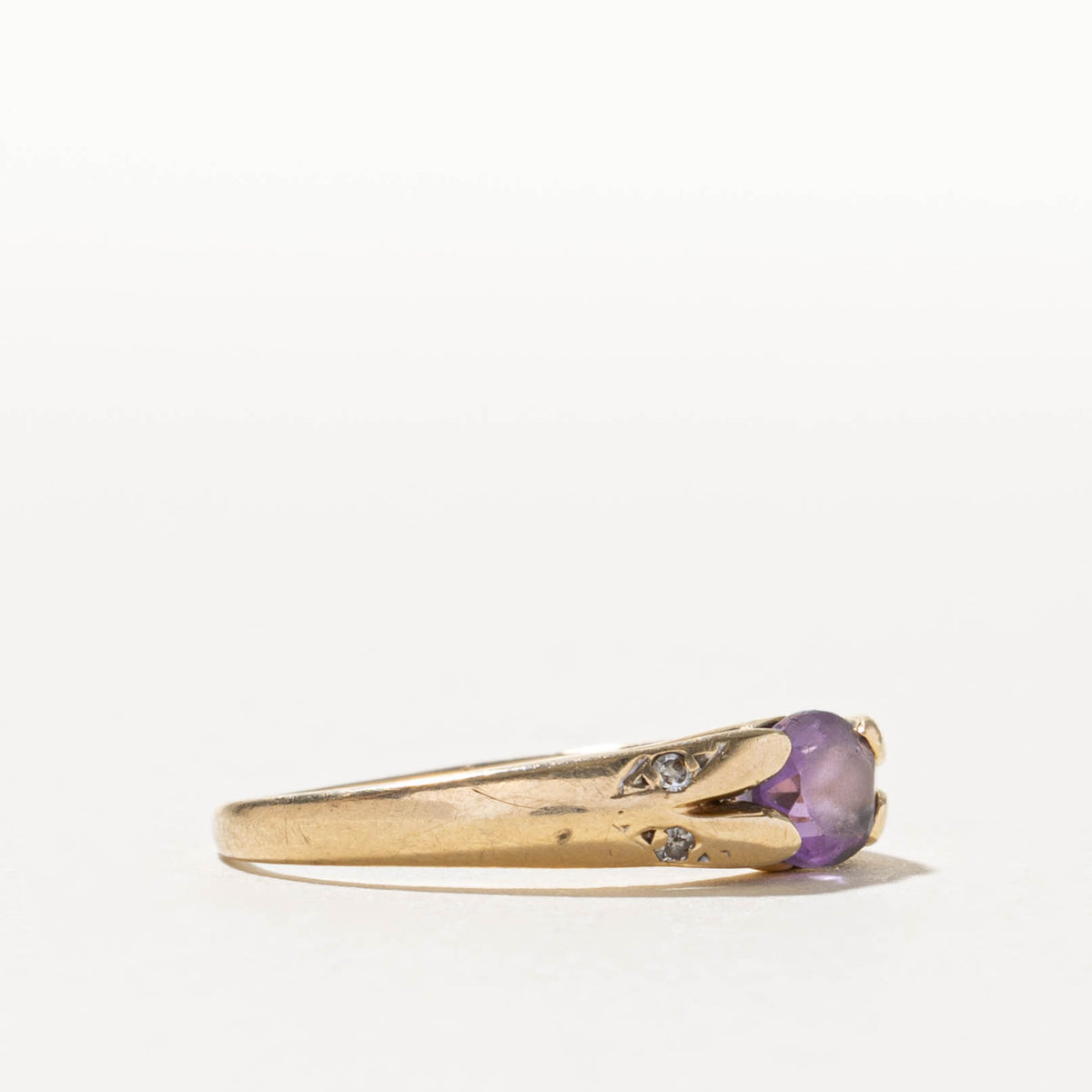 10k East West Amethyst & Diamond Accented Ring | SZ 5.75