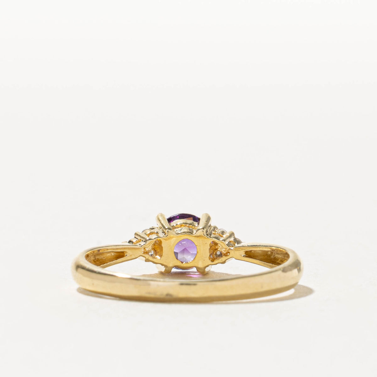 14k Amethyst & Diamond Cluster Accented Ring | SZ 7.25