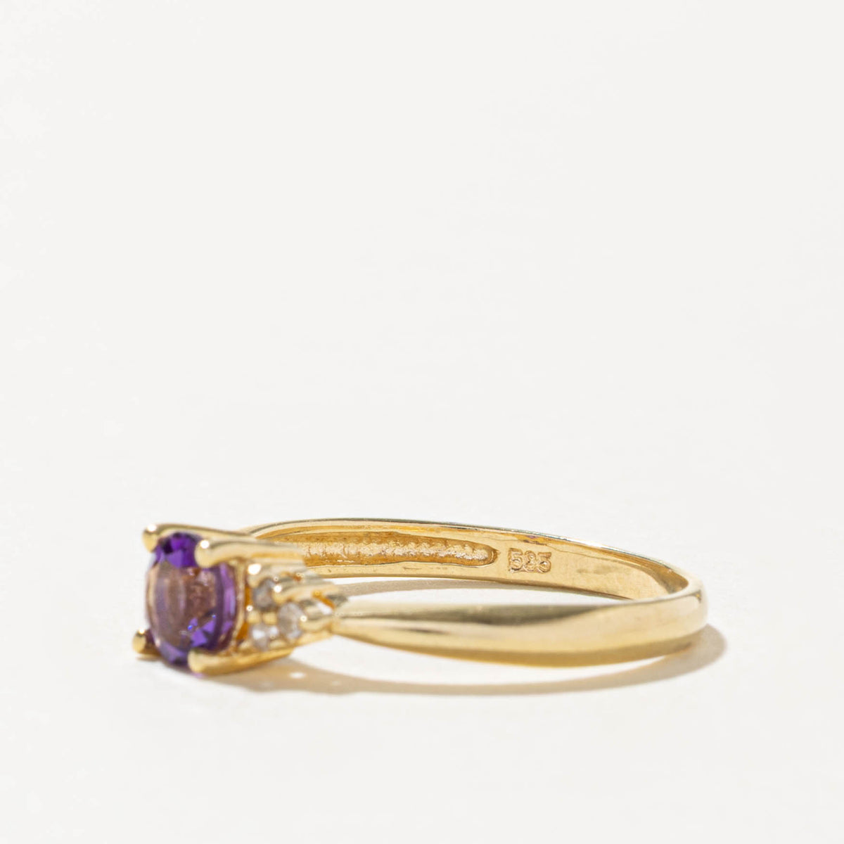 14k Amethyst & Diamond Cluster Accented Ring | SZ 7.25