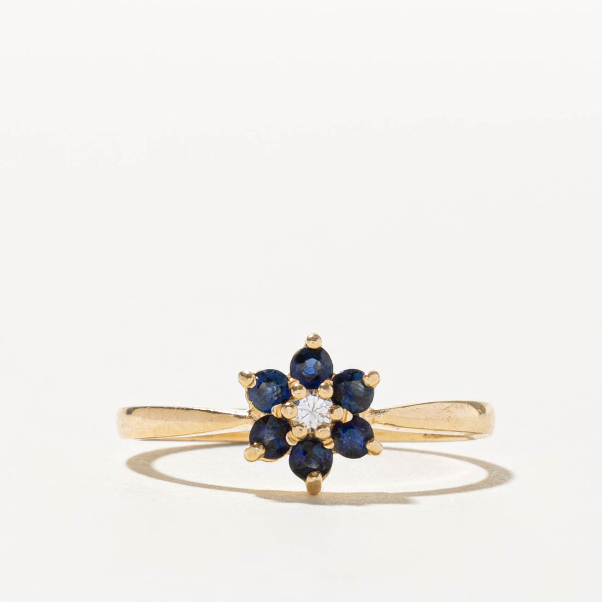 14k Sapphire & Diamond Floral Cluster Ring | SZ 6.75