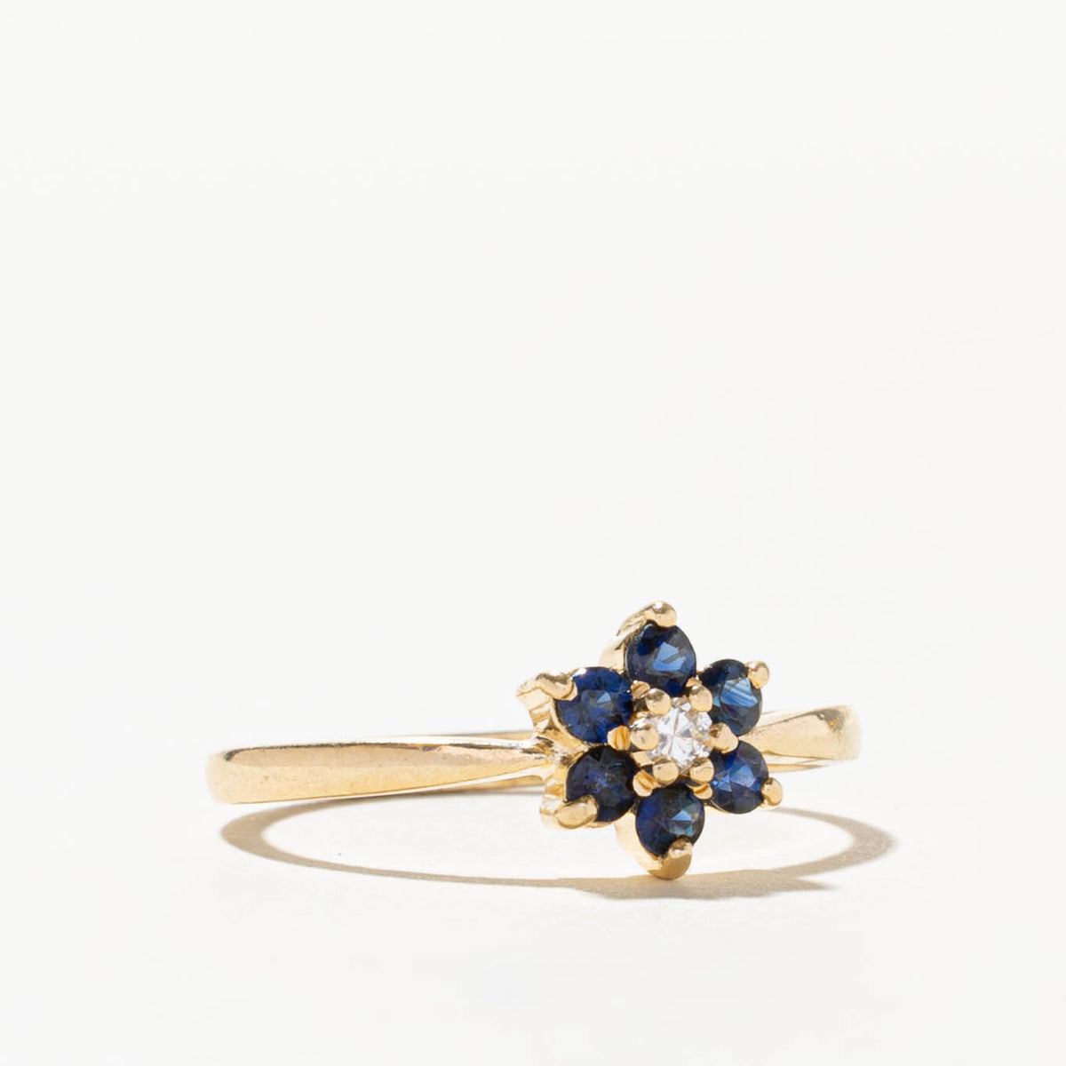 14k Sapphire & Diamond Floral Cluster Ring | SZ 6.75