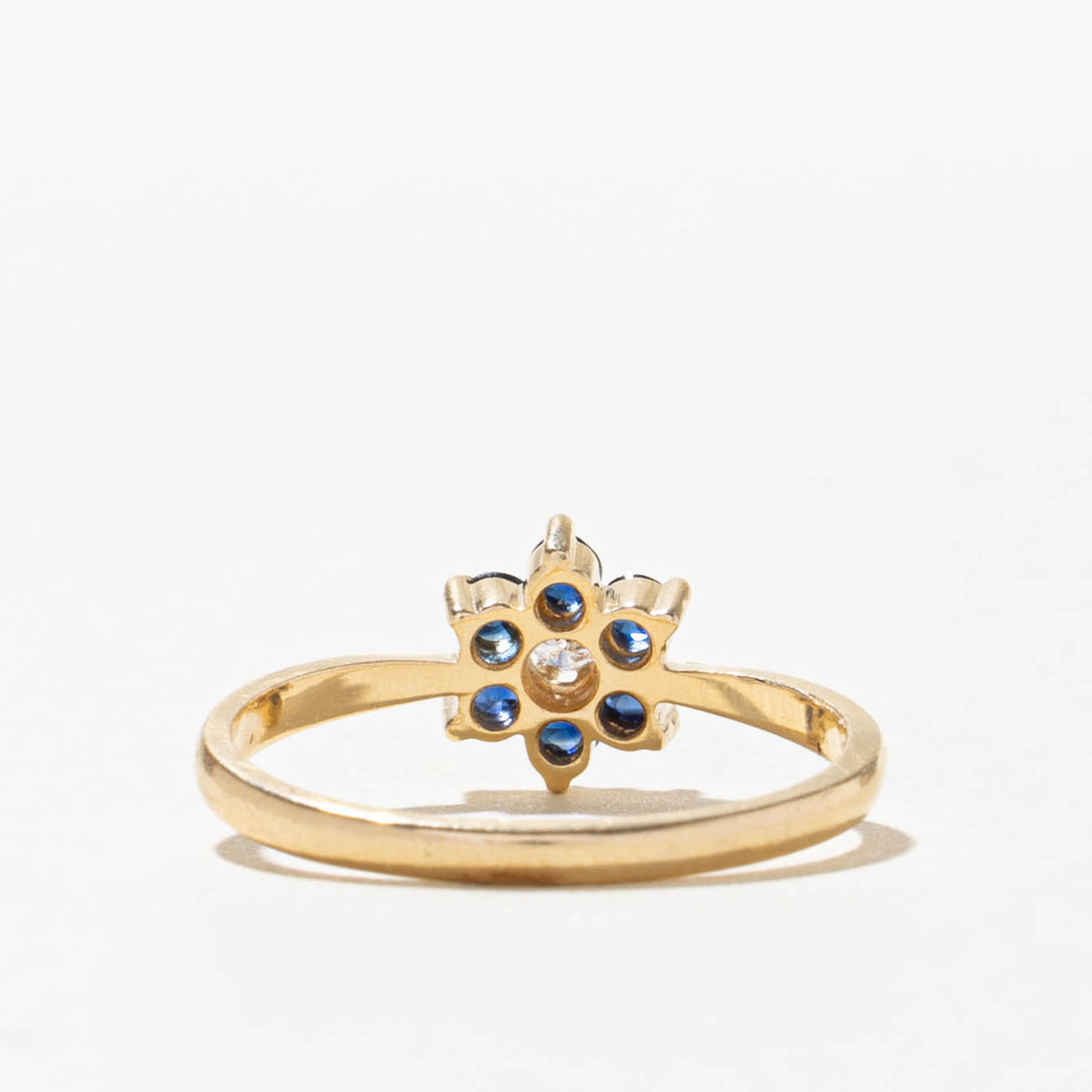 14k Sapphire & Diamond Floral Cluster Ring | SZ 6.75