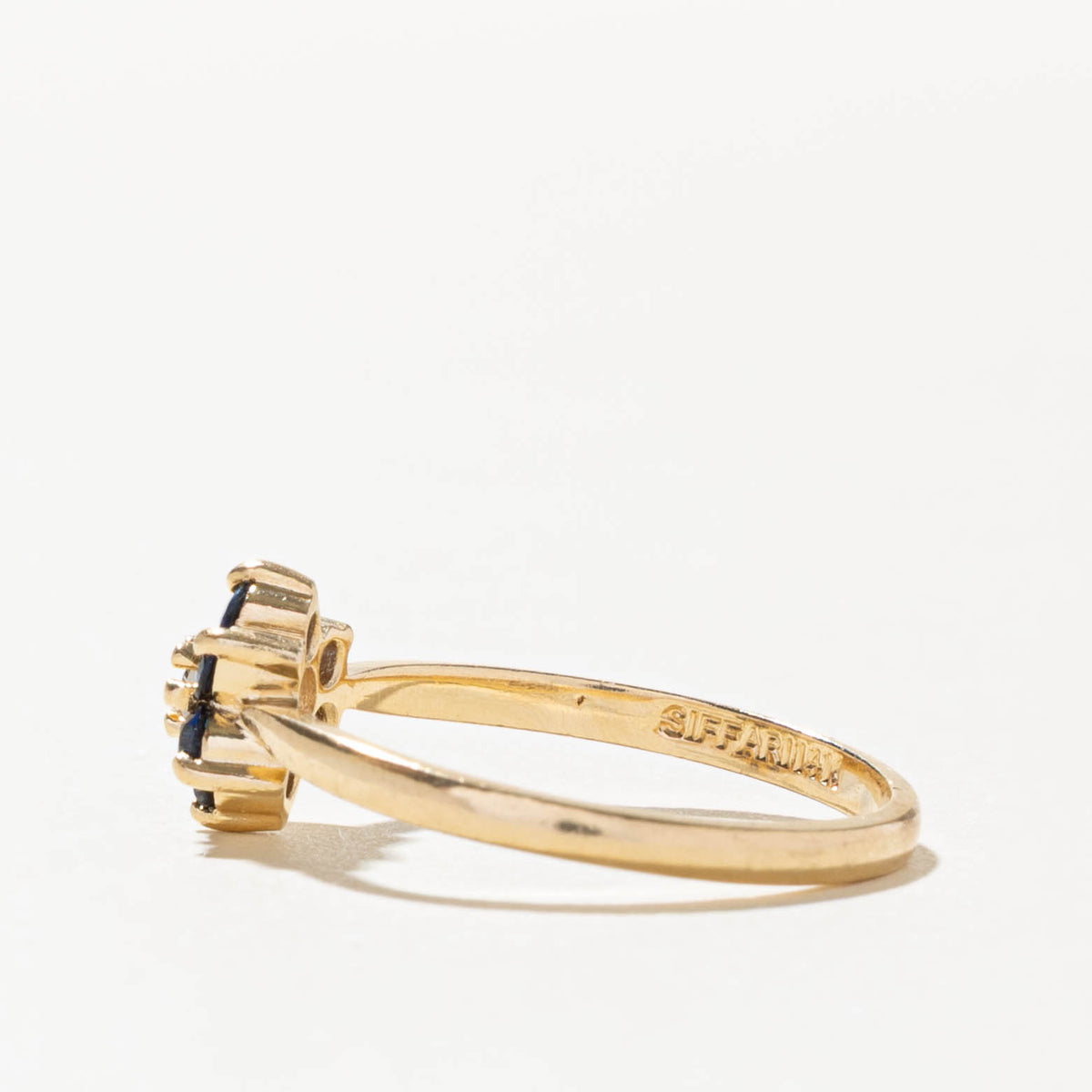14k Sapphire & Diamond Floral Cluster Ring | SZ 6.75