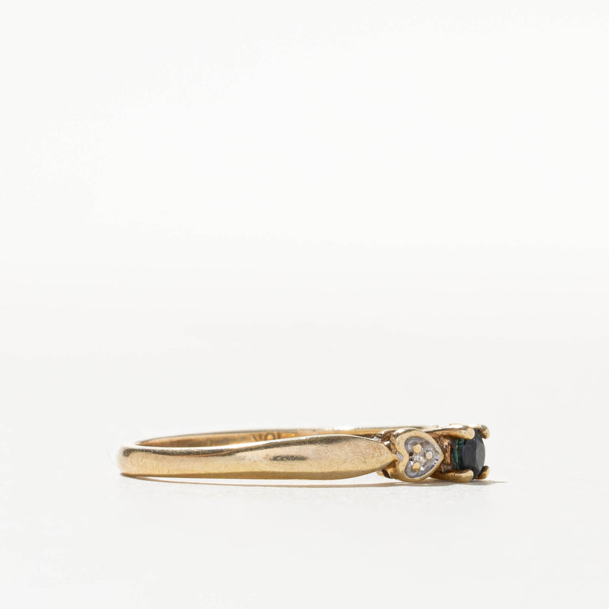 10k Sapphire & Diamond Heart Accented Ring | SZ 8.75