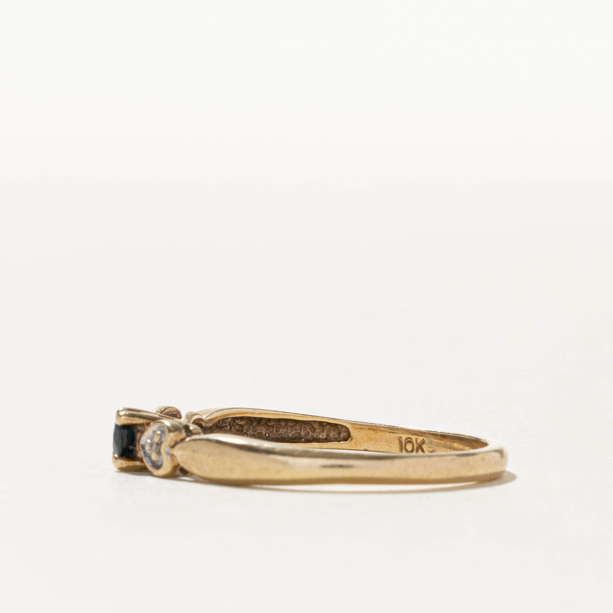 10k Sapphire & Diamond Heart Accented Ring | SZ 8.75