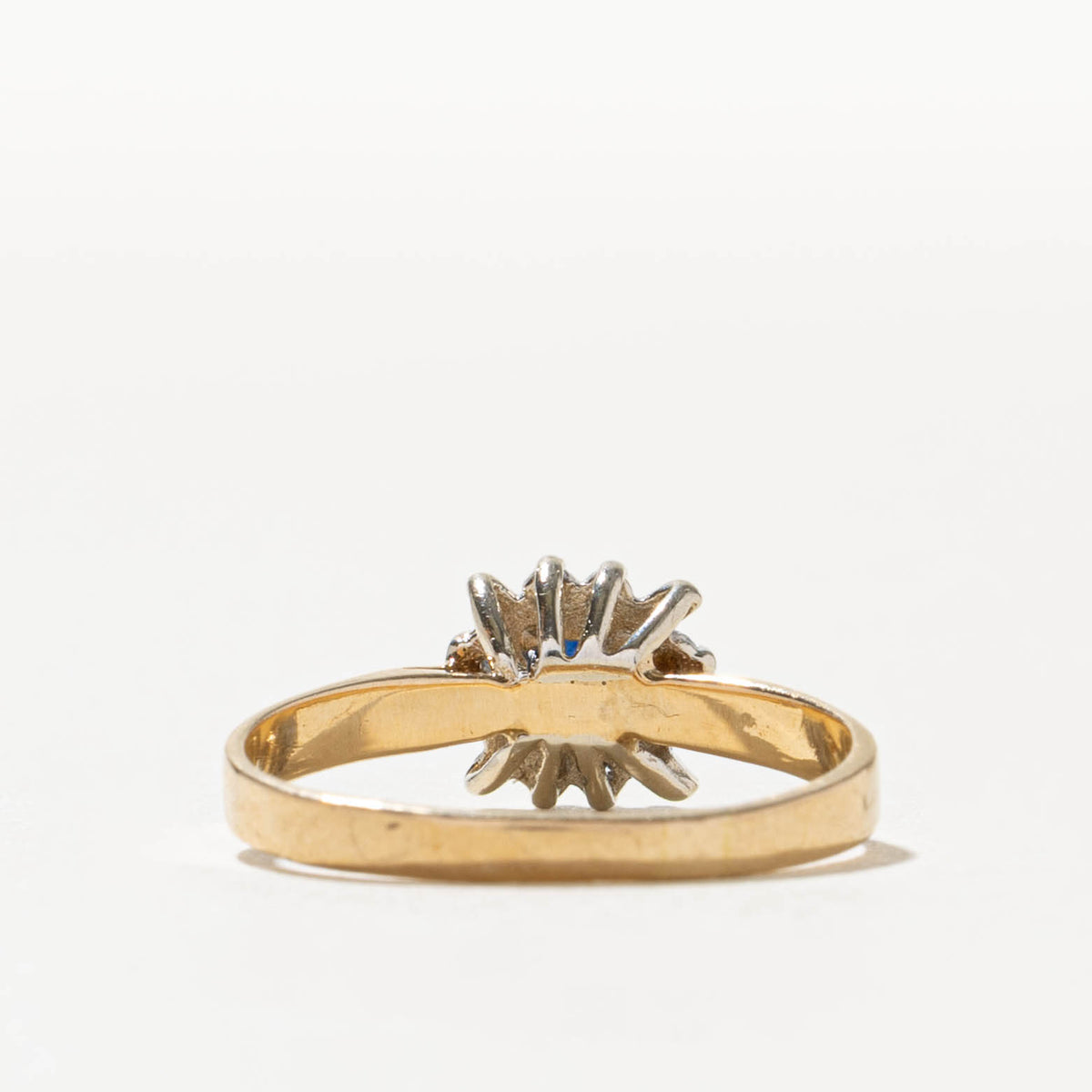 14k Square Cut Sapphire & Diamond Petal Halo Ring | SZ 6.25
