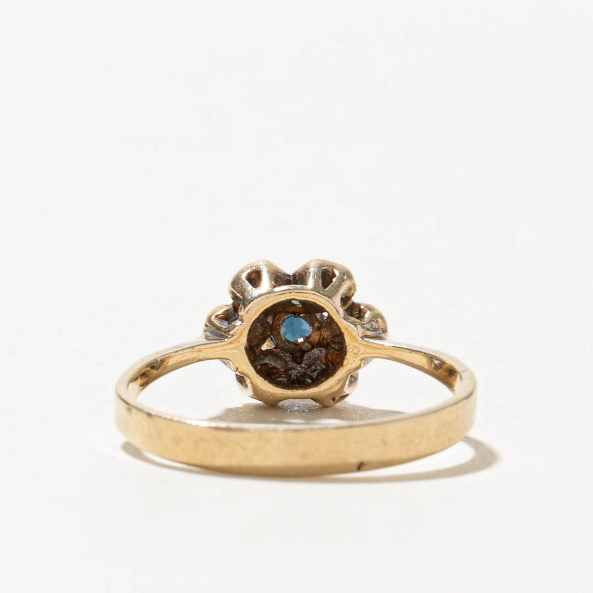 10k Marquise Cut Sapphire Textured Flower Ring | SZ 4.75