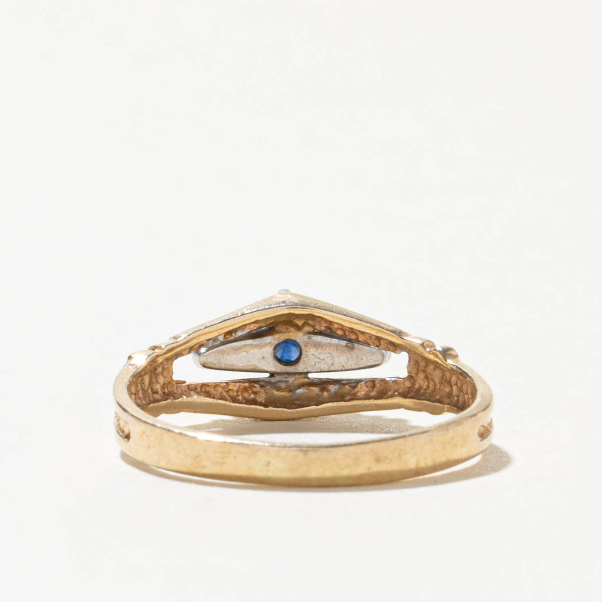 10k Sapphire & Diamond Tapered Frame Ring | SZ 4.5