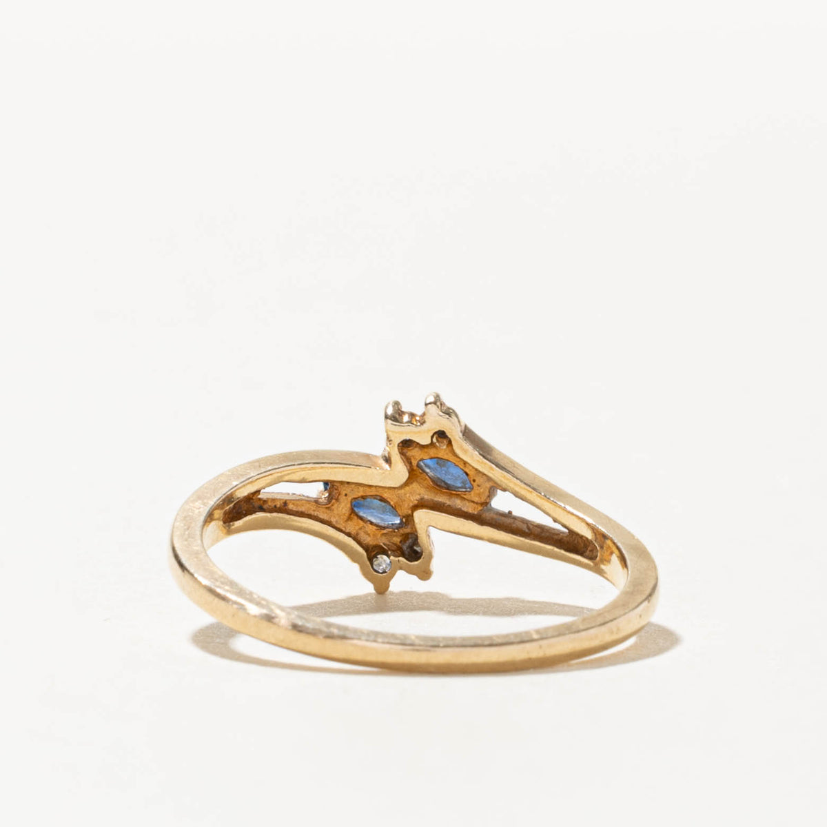 10k Two Stone Sapphire & Diamond Accented Bypass Ring | SZ 6.75