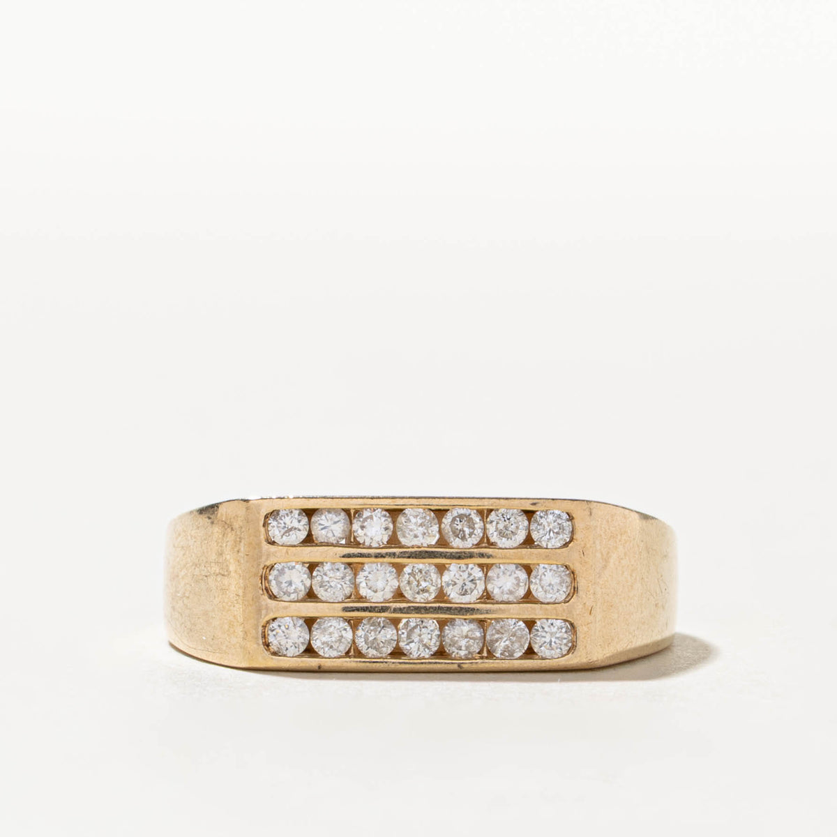 10k Multi Row Channel Set Diamond Signet Ring | 0.50ctw | SZ 10.25