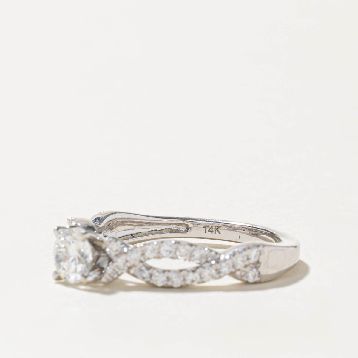14k Diamond Accented Cross Over Ring | 0.45ct SI2 H, 0.22ctw | SZ 7