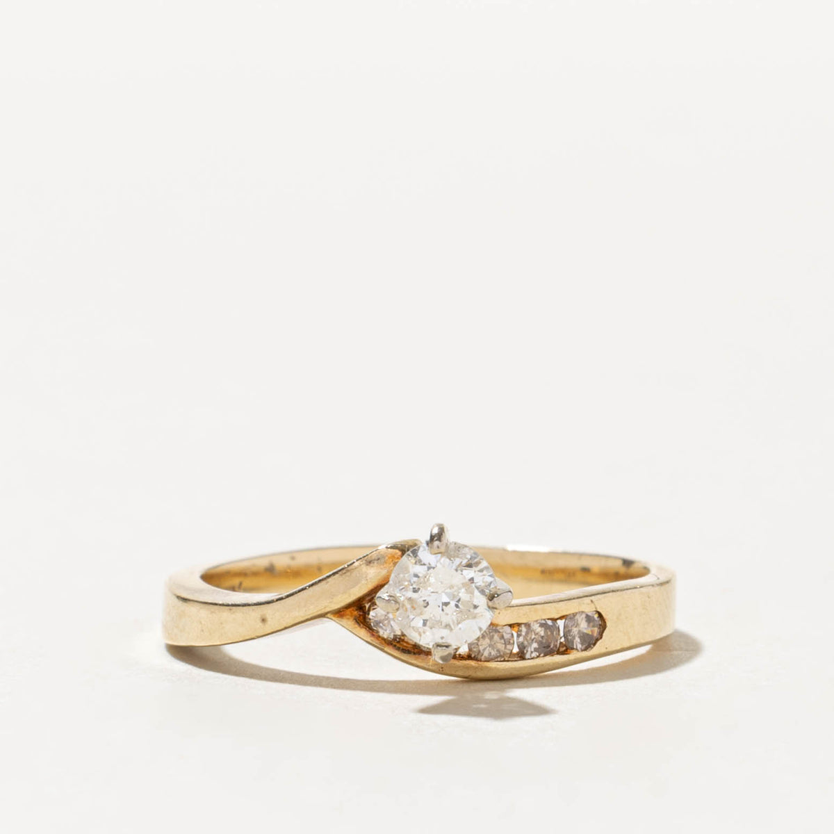 14k Diamond Channel Set Accented Bypass Ring | 0.29ctw | SZ 6.5