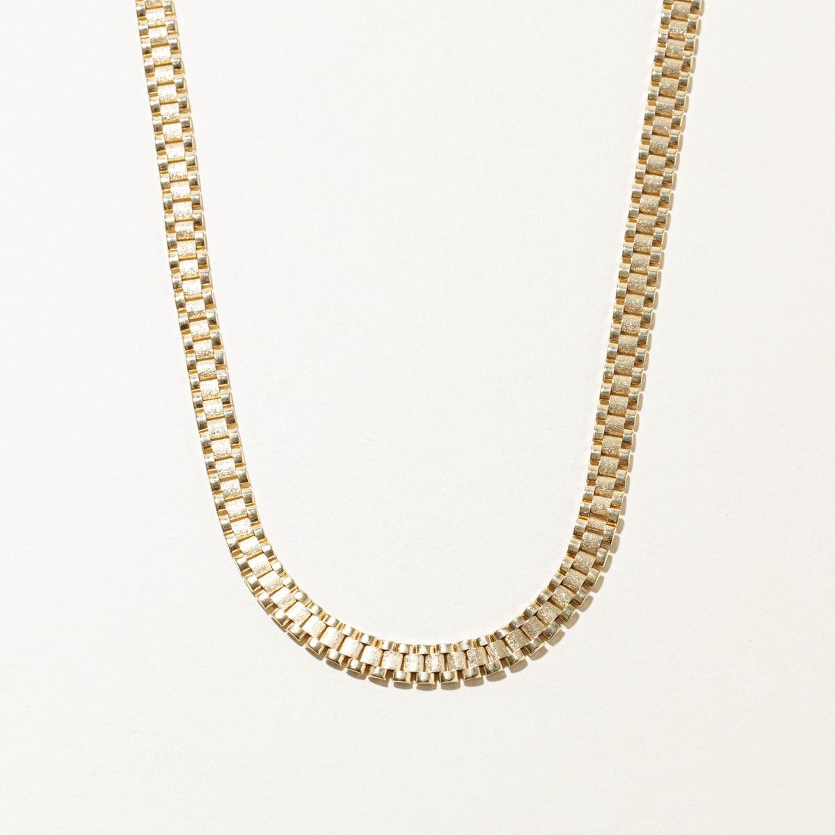14k Yellow Gold Matte Watch Link Chain | 6.55mm | 17.5"
