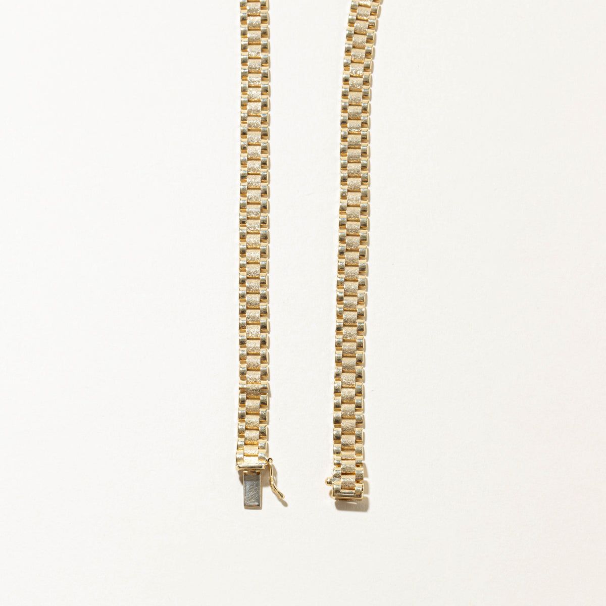 14k Yellow Gold Matte Watch Link Chain | 6.55mm | 17.5"