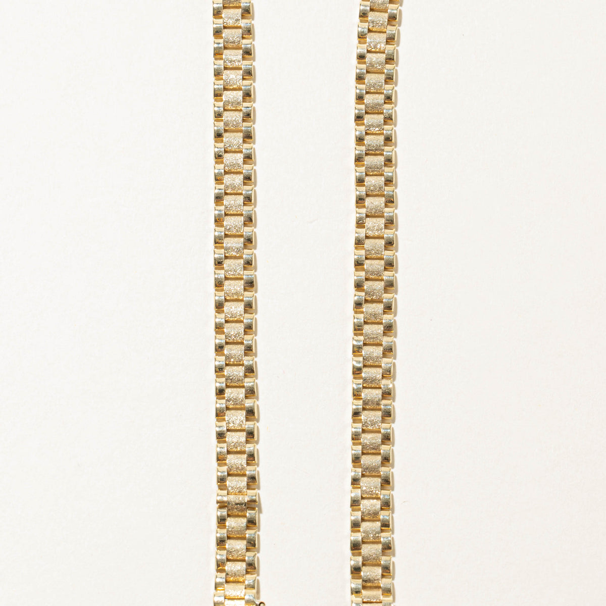 14k Yellow Gold Matte Watch Link Chain | 6.55mm | 17.5"